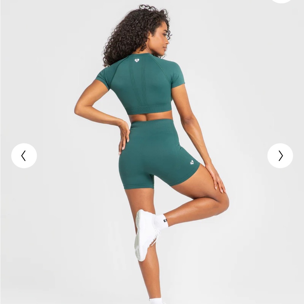 NWT Women’s Best Forest Green Power Seamless Short Sleeve Gym Crop Top Size XXL - Picture 5 of 6